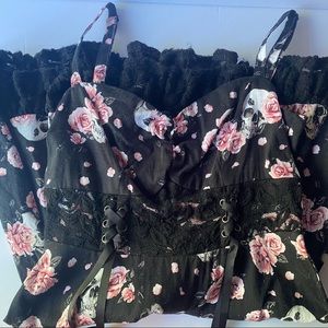 Hot Topic Black with Skulls and Flowers Dress